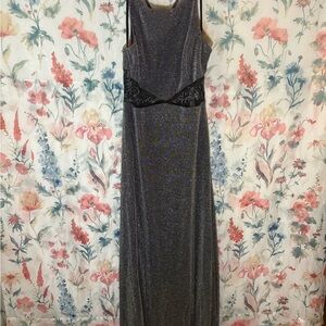 Vintage Bari Jay Glittering Black and Silver Maxi Dress